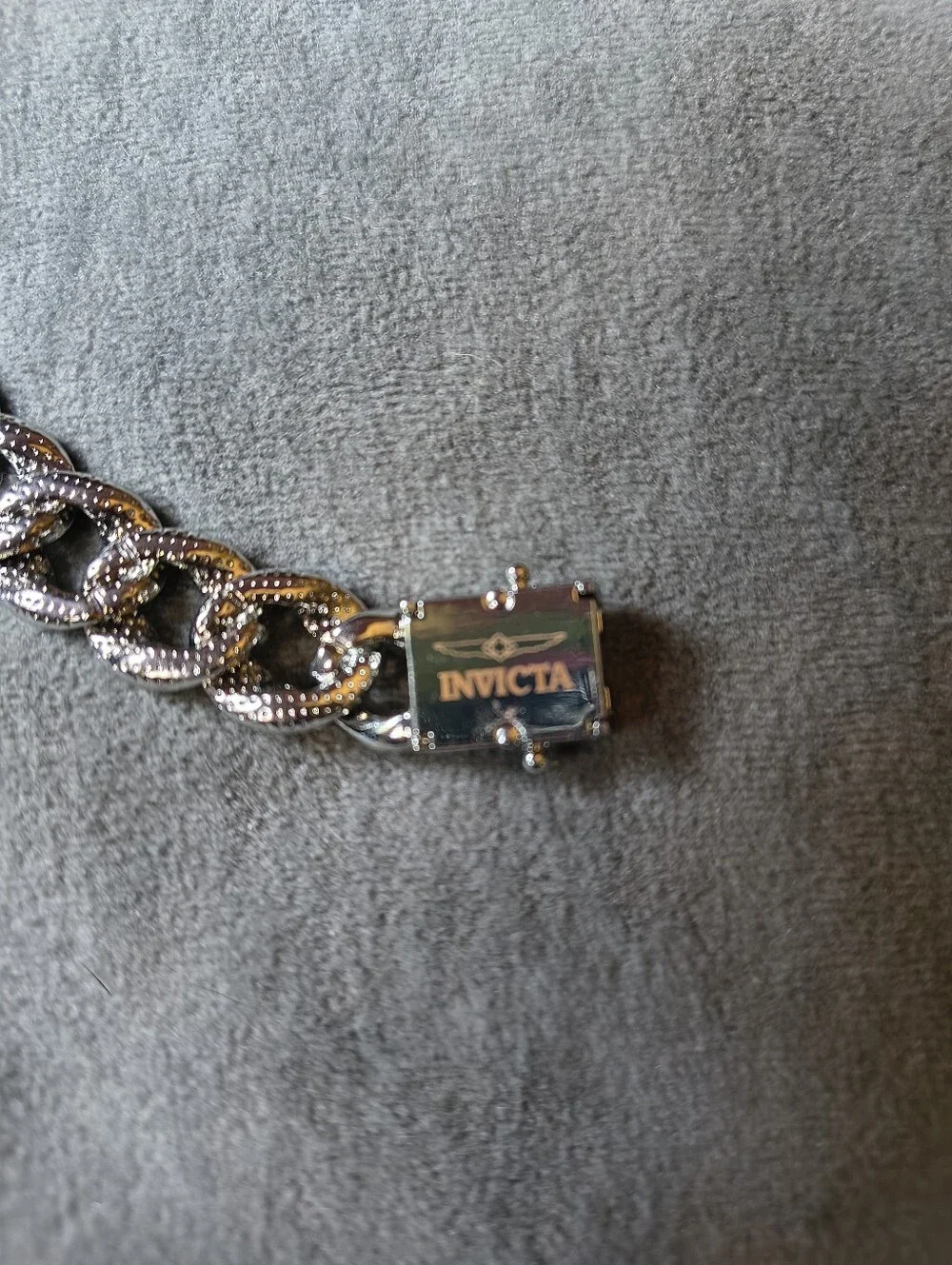 Invicta Elements Men's Iced out Cuban Chain Bracelet, Silver (80831)